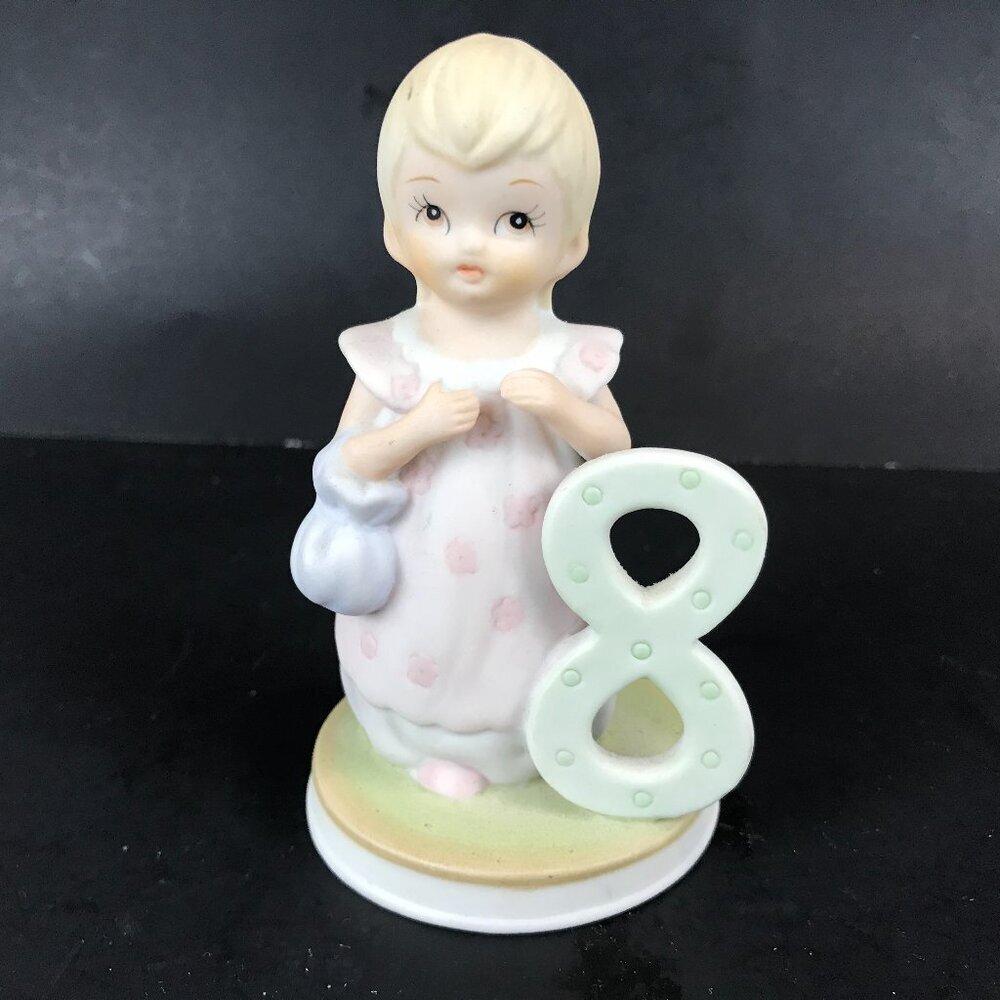 Vintage Lefton ceramic 8th Birthday girl figurine